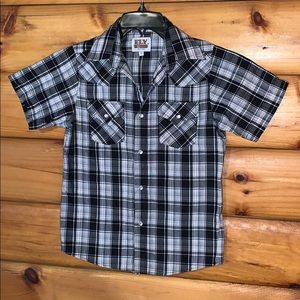 ELY Cattleman Boys Plaid Western Buttonup Medium